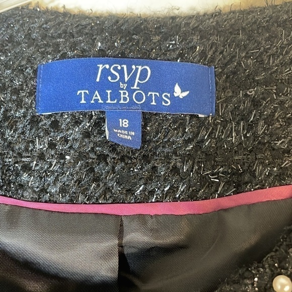 NWOT. RSVP by Talbots 18 Wool Blend Shimmer Boucle Tweed Jacket with Pearl Trim. - Picture 4 of 13